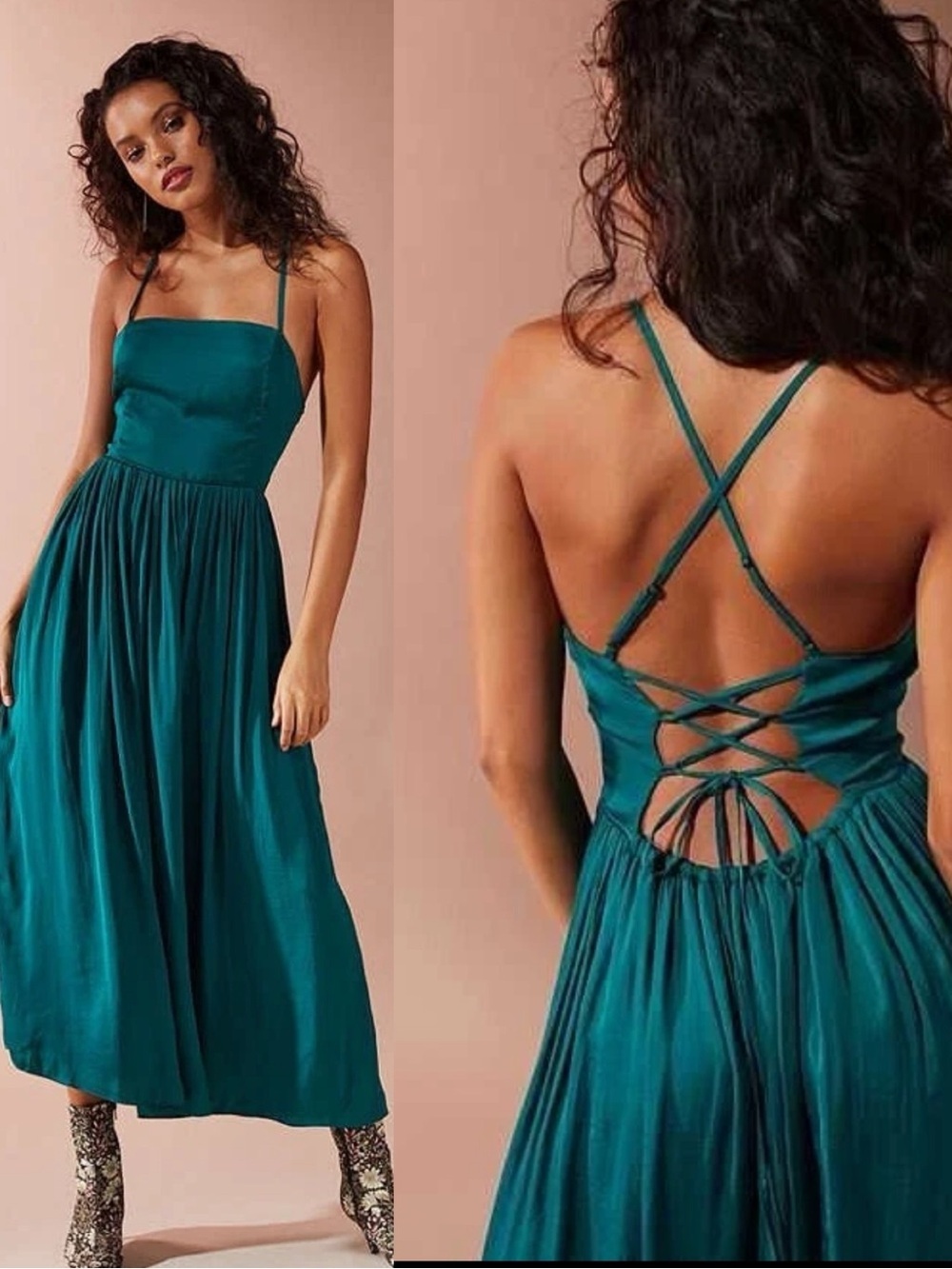 Urban Oufitters Morning Light Satin Midi Dress Sz XS